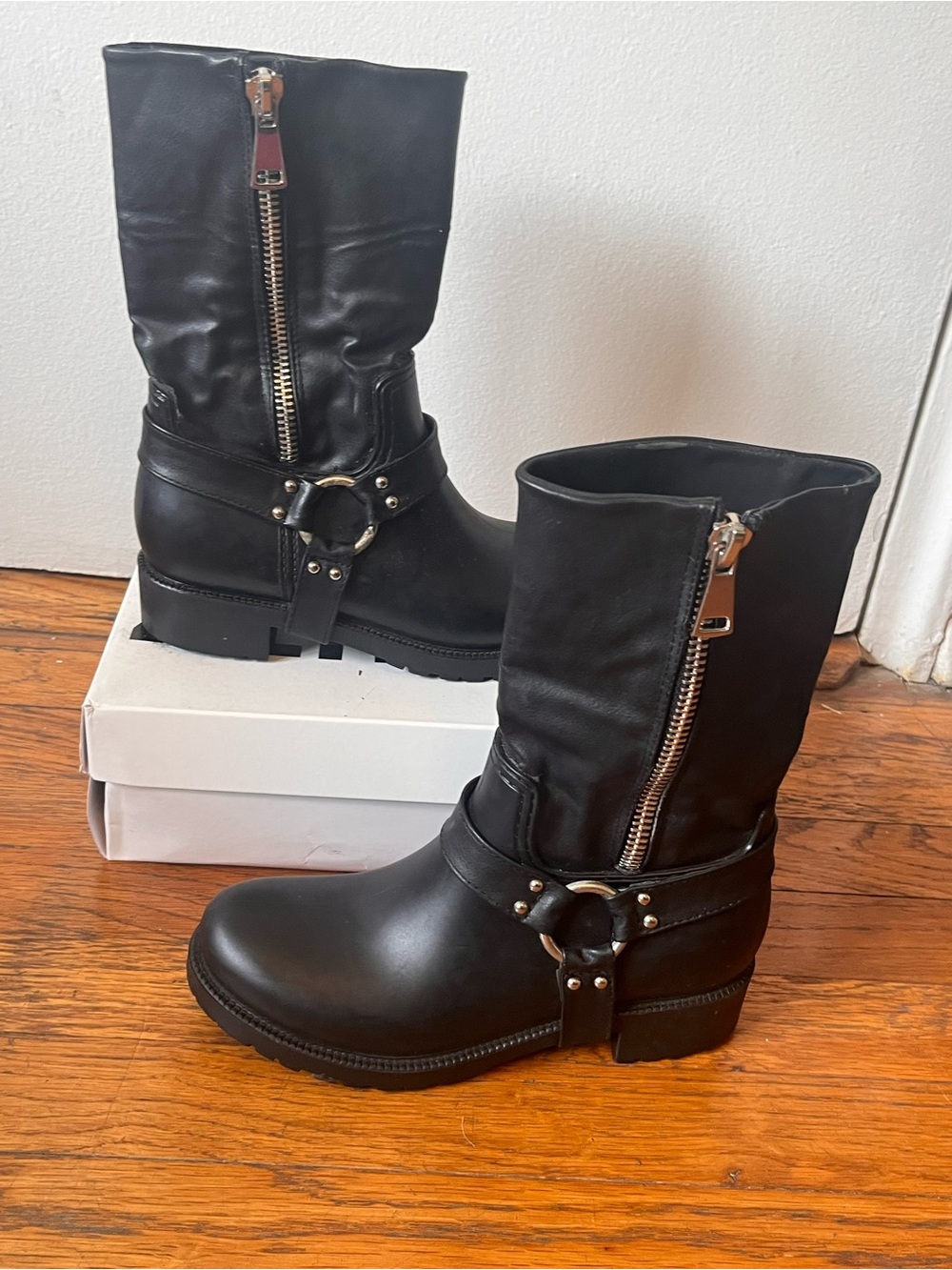 RUBBER  Mid-Calf Zip Harness Boots